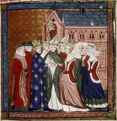 Matrimonio tra Luigi VII e Eleonora d'Aquitania in una miniatura del XIV secolo