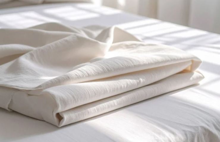 Lenzuola piegate sul letto 